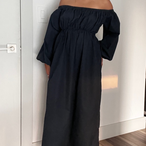 NWOT DISSH AVA INK OFF SHOULDER MIDI DRESS - NAVY - Picture 12 of 12